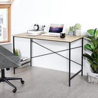 47.2"W x 23.6"D x 29.6"H Metal Frame Home Office Writing Desk - Oak & Black