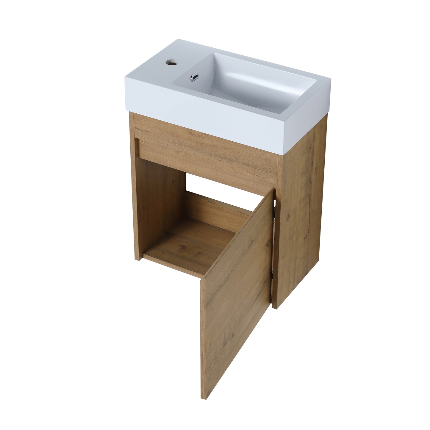 18'' Floating Wall-Mounted Bathroom Vanity with White Resin Sink & Soft-Close Cabinet Door