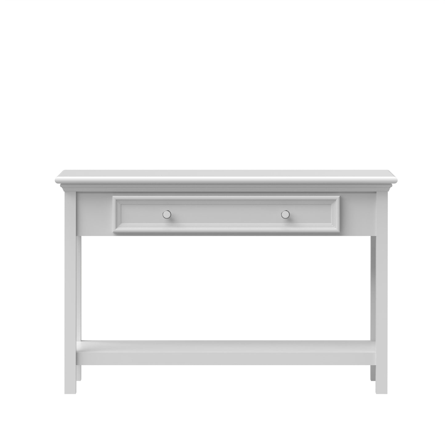 Modern Country Inspired Solid Wood Structure, Console Table With Drawer & Shelve, Timeless Design & Elegant With Embellish Details Featuring Unique Aesthetics by Bolivar Series. Paint Sprayed