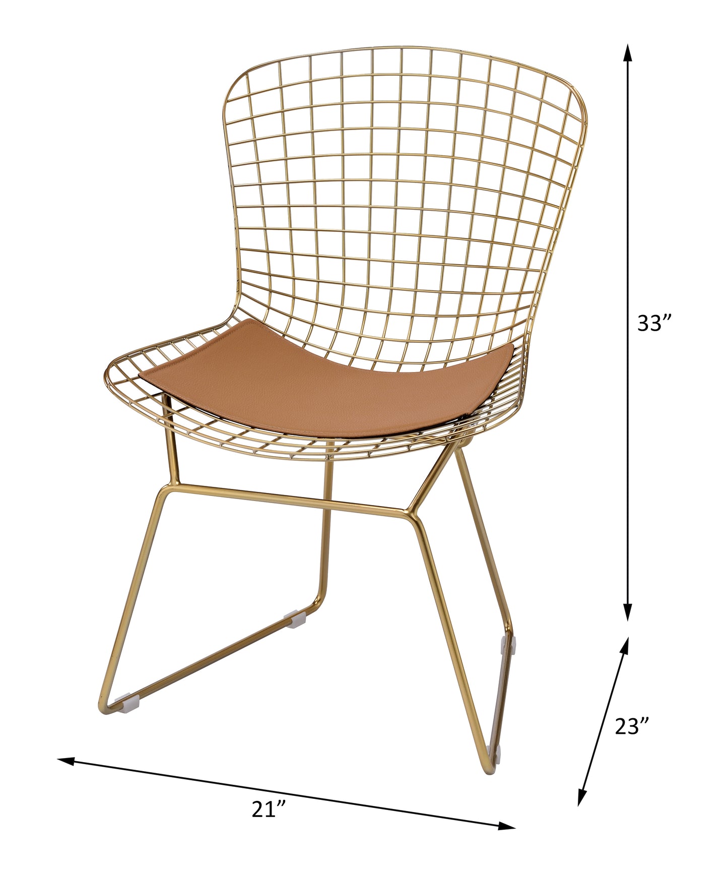 ACME Achellia Side Chair (Set-2), Whiskey PU & Gold 96849