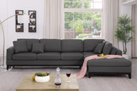 Redford Dark Gray Linen Fabric Sectional Sofa with Right Facing Chaise