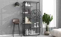 6 Tiers Home Office Bookcase Open Bookshelf with Black Metal Frame Storage Large Bookshelf Furniture, White