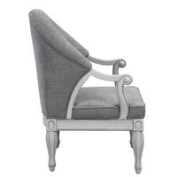 ACME Florian Chair, Gray Fabric & Antique White Finish LV02121