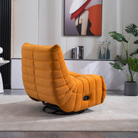 Swivel and Rocking Velvet Recliner, Reclining Chair with Adjustable Footrest and Side Pocket