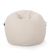 Avera Contemporary 5 Foot Bean Bag with Vinyl Straps, White and Autumn Tan