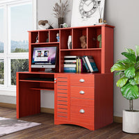 Home Office Computer Desk with Hutch,Teak