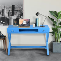 Lift Desk with 2 Drawer Storage, Computer Desk with Lift Table Top, Adjustable Height Table for Home Office, Living Room,BLUE