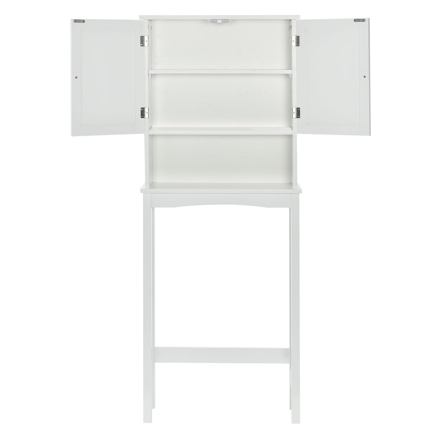 Over-The-Toilet Bathroom Cabinet with Shelf and Two Doors Space-Saving Storage, Easy to Assemble, White