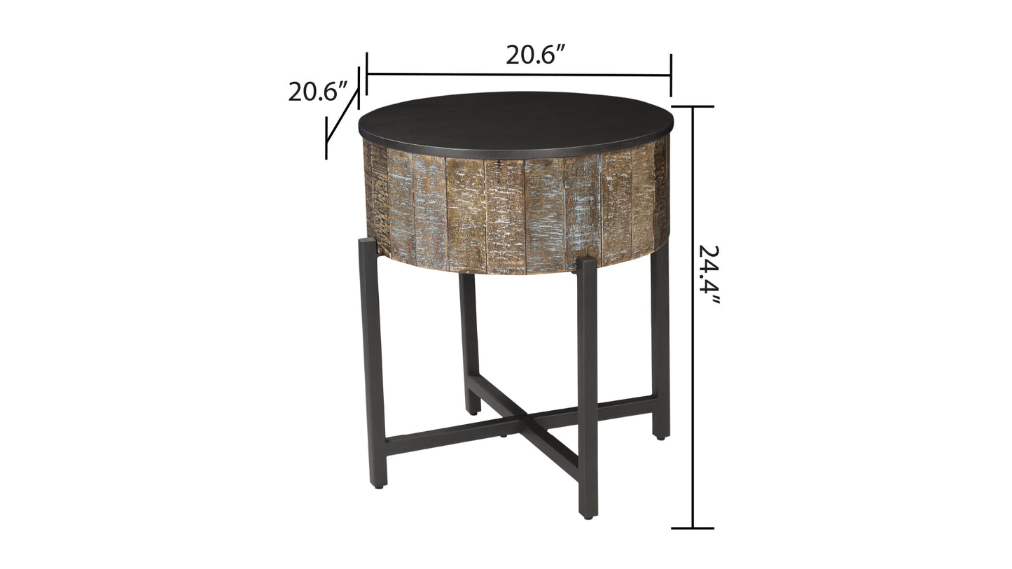 T1216  End Table Rustic Vintage