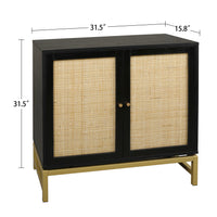 Set of 2, 2 Door Cabinet, Natural Rattan 2 Door high cabinet, Built-in adjustable shelf, Easy Assembly, Free Standing Cabinet for Living Room Bedroom, Hallway