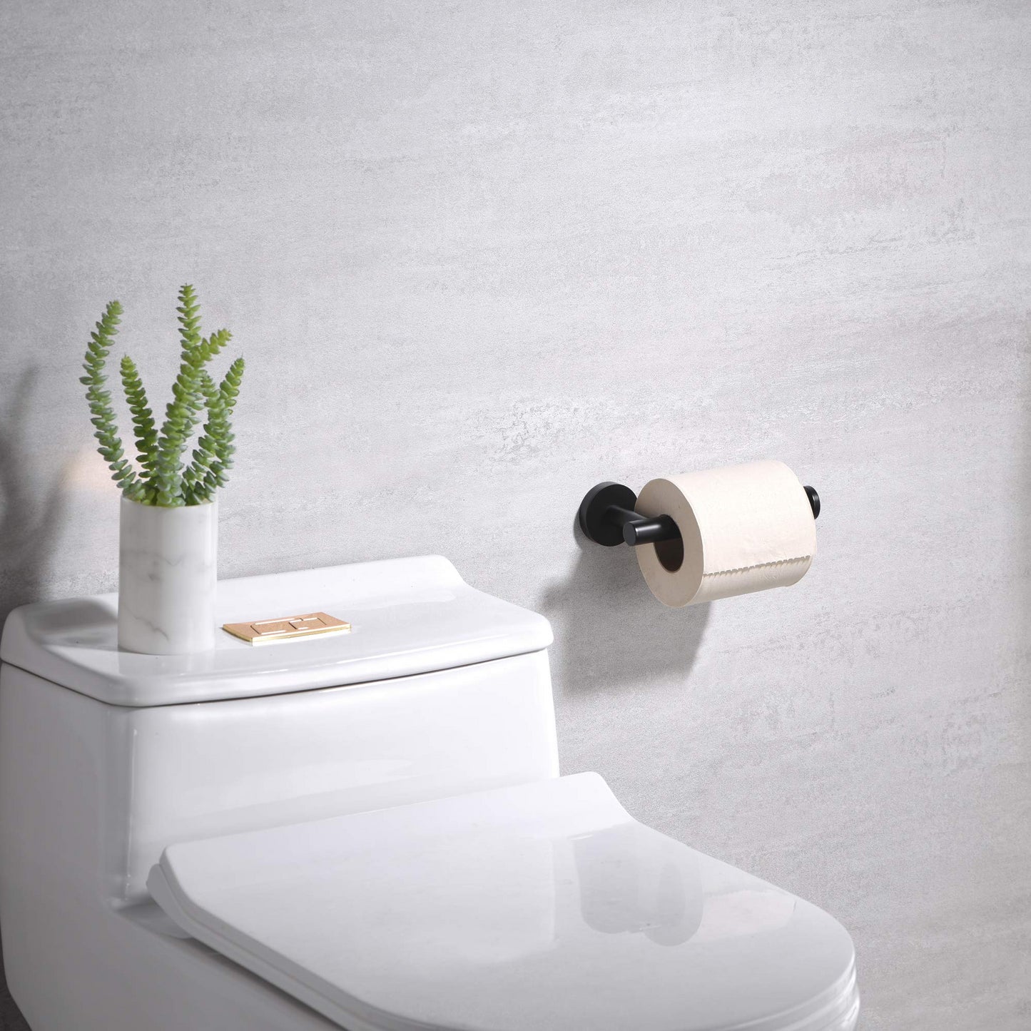 Toilet Paper Holder Matte Black SUS304 Stainless Steel Rustproof Wall Mounted Toilet Roll Holder, Modern Tissue Roll Dispenser Round for Bathroom Kitchen Washroom