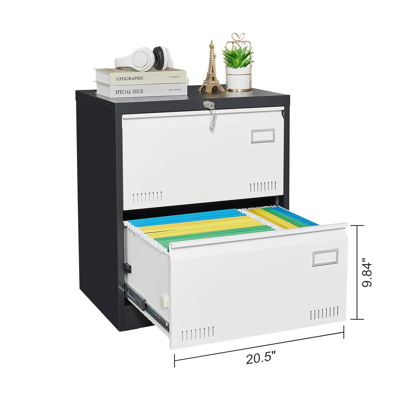 2 Drawer Metal Lateral File Cabinet with Lock,Office Vertical Files Cabinet for Home Office/Legal/Letter/A4,Locking Metal File Cabinet,Assembly Required