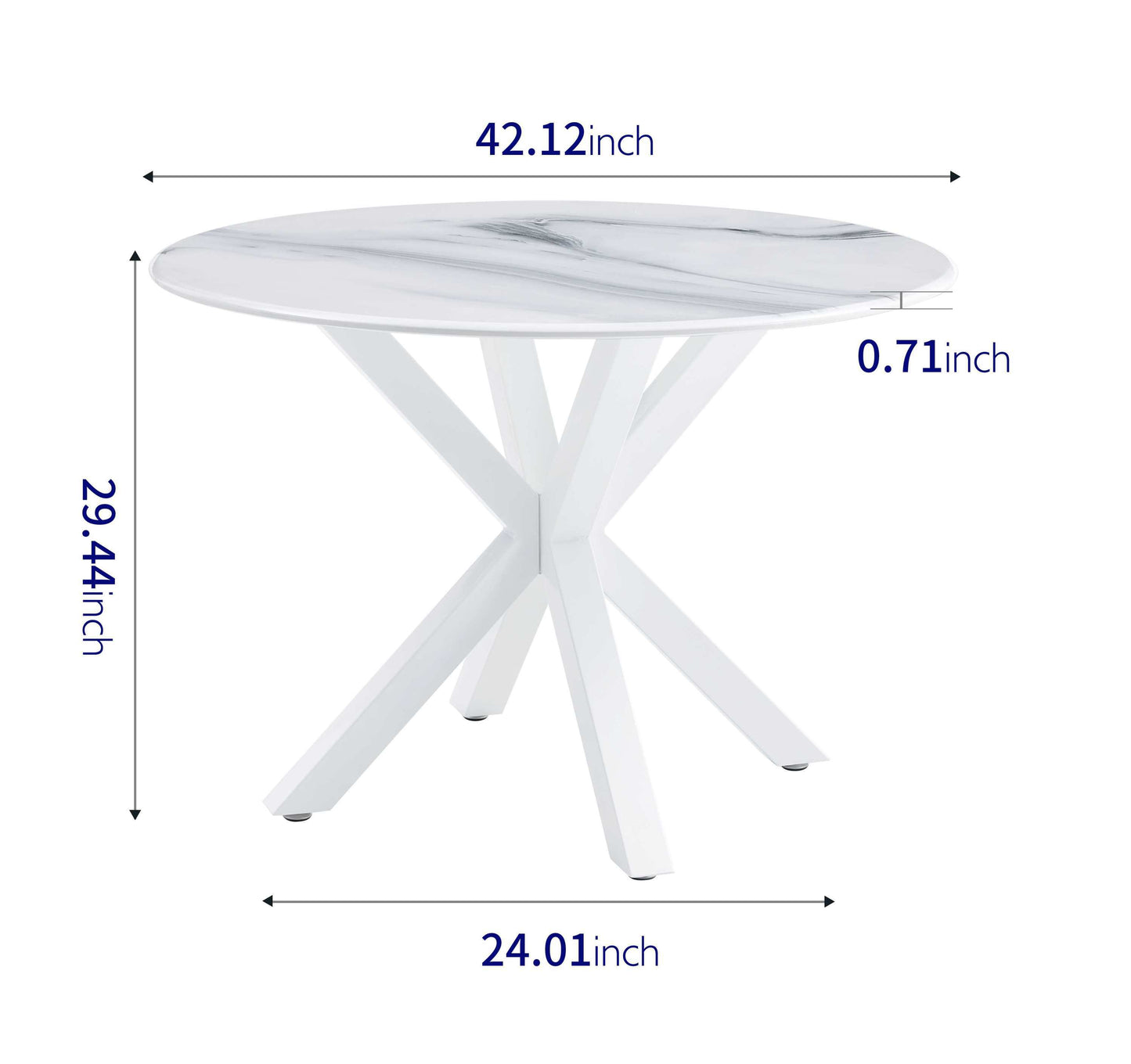 42.1"WHITE Table cross leg Mid-century Dining Table for 4-6 people With Round Mdf Table Top, Pedestal Dining Table, End Table Leisure Coffee Table