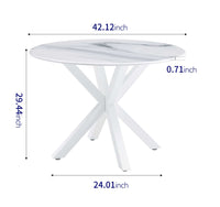 42.1"WHITE Table cross leg Mid-century Dining Table for 4-6 people With Round Mdf Table Top, Pedestal Dining Table, End Table Leisure Coffee Table