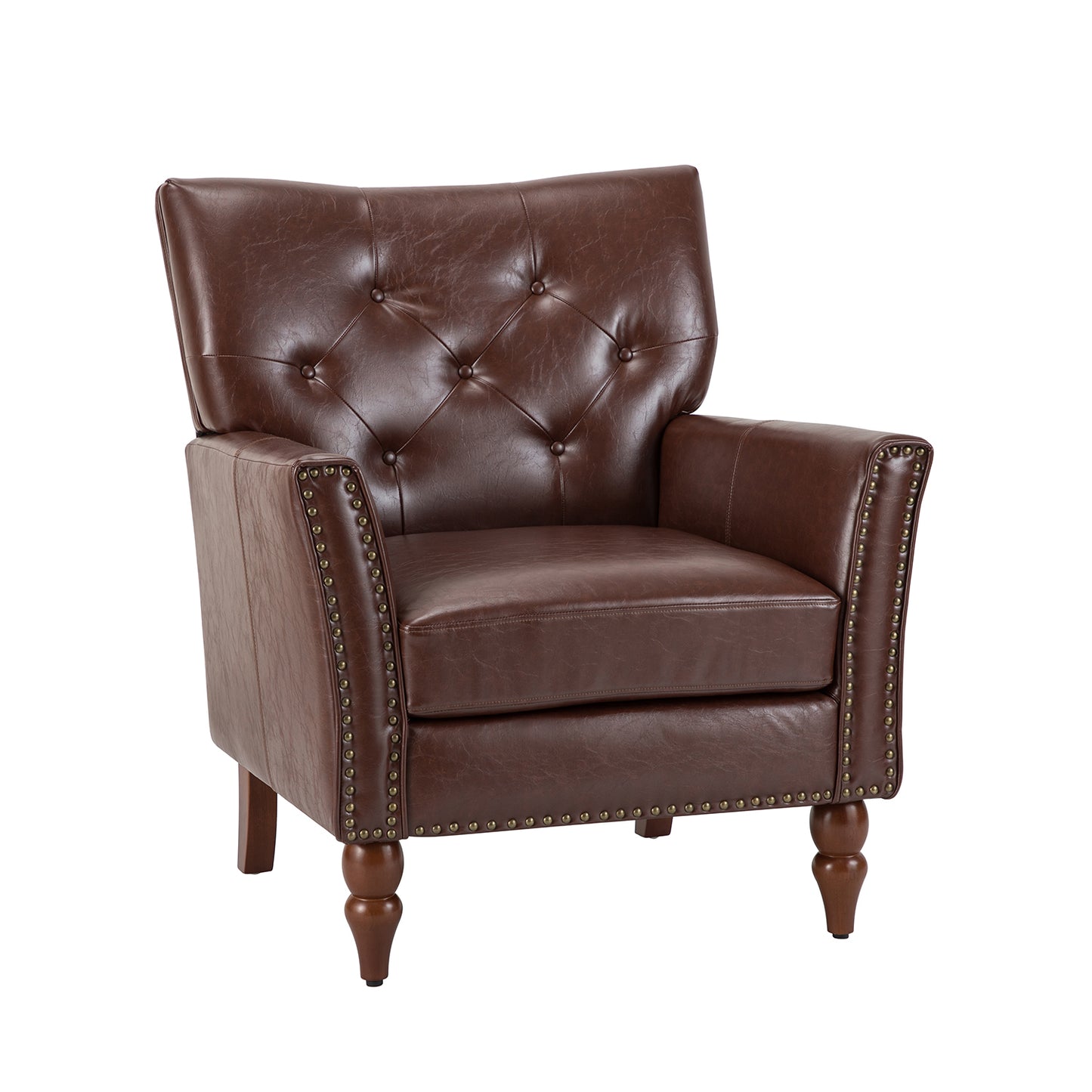 Harald Vegan Leather Armchair-BROWN