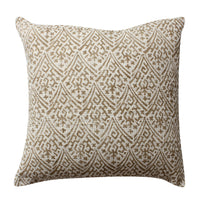 18 x 18 Square Cotton Accent Throw Pillow, Floral and Block Print Patterns, Set of 2, Gold, Off White