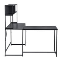 L-Shaped Desk with Hutch Reversible Corner Computer Desk with Storage Shelves, Industrial 54.3" L Shaped Desk Large Gaming Desk Saves Space for Home Office, Black