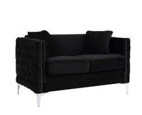 Bayberry Black Velvet Sofa Loveseat Chair Living Room Set