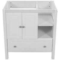 30" Bathroom Vanity Base Only, Solid Wood Frame, Bathroom Storage Cabinet with Doors and Drawers, White