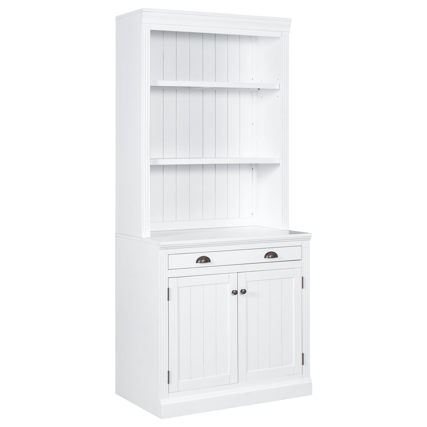 83.4"Tall Bookshelf with LED Lighting, Modern Bookcase with 2 Doors and 1 Drawer,Storage Bookcase with Open Shelves for Living Room,Bedroom,Home Office,White