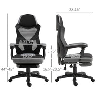 Vinsetto Ergonomic Home Office Chair High Back Armchair Computer Desk Recliner with Footrest, Mesh Back, Lumbar Support and Wheels, Grey