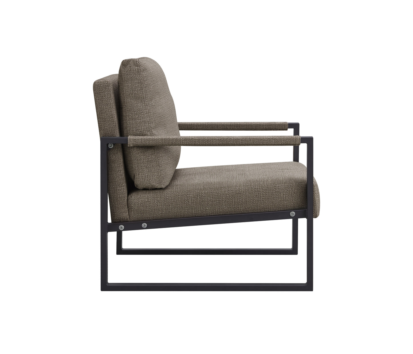 Fiber cloth armchair Metal frame upholstered back and cushion sofa chair living room (light fiber cloth + metal + foam)