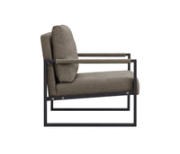 Fiber cloth armchair Metal frame upholstered back and cushion sofa chair living room (light fiber cloth + metal + foam)