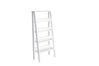 Furnish Home Store Otavio 5 Tier Modern Ladder Bookshelf Organizers, Wood Frame Bookshelf for Small Spaces in Your Living Rooms, Office Furniture Bookcase, White