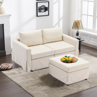 2 Seat Module Sectional Sofa Couch With 1 Ottoman,Seat Cushion and Back Cushion Removable and Washable,Cream