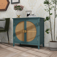 2 door cabinet with semicircular elements,natural rattan weaving,suitable for multiple scenes such as living room, bedroom, study room