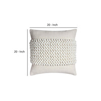 20 x 20 Square Cotton Accent Throw Pillow, Textured Dotted Fabric Details, White