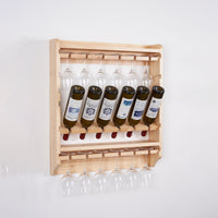 18 bottle wall wine rack/wine rack with glass holder/PINE/Solid wood /Home wine rack//Living room wine rack