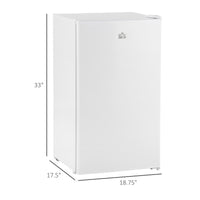 HOMCOM 3.2 Cu.Ft Mini Fridge with Freezer, Single Door Compact Refrigerator with Adjustable Thermostat, Shelf and Reversible Door for Bedroom, Dorm, Home Office, Energy Efficient, White