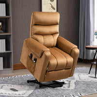 HOMCOM Power Lift Chair, Velvet Touch Upholstered Recliner Chair for Elderly with Vibration Massage, Remote Control, Side Pockets, Brown