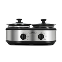 Factory Wholesale 2.5 QT Silver Small Portable Twin Double Crockpot Slow Cooker For Buffet Kitchen