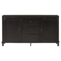 TREXM Retro Solid Wood Buffet Cabinet with 2 Storage Cabinets, Adjustable Shelves and 3 Drawers for Living Room (Espresso)