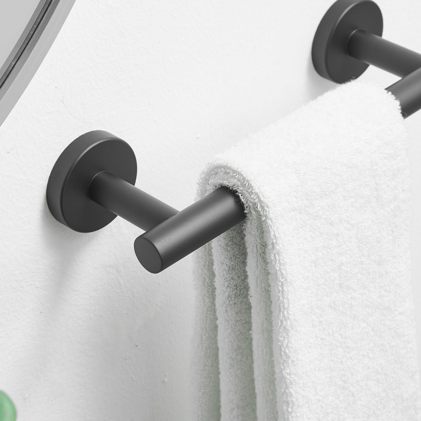 Single Post Wall Mounted Towel Bar Toilet Paper Holder in Matte Black