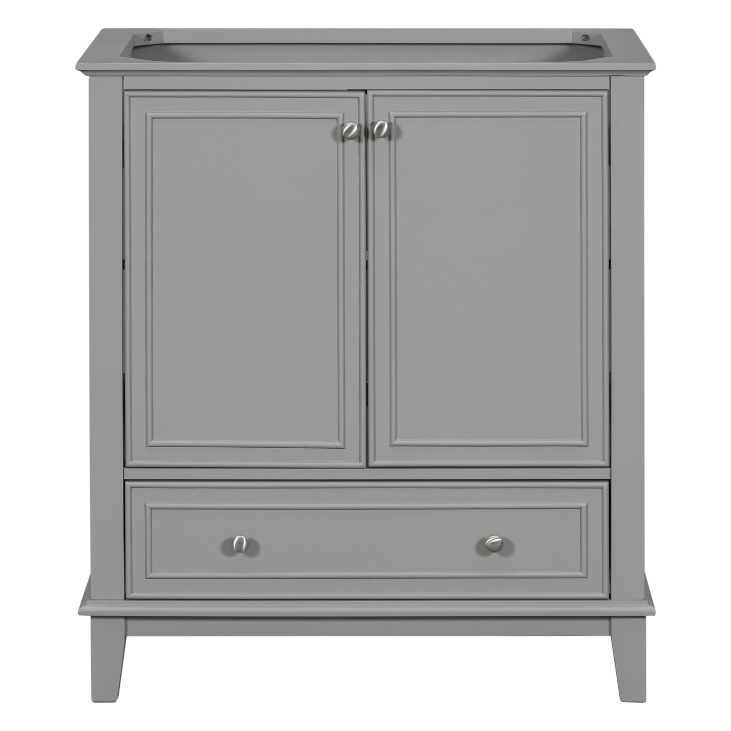 30" Bathroom Vanity without Sink, Base Only, Multi-functional Bathroom Cabinet with Doors and Drawer, Solid Frame and MDF Board, Grey