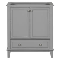 30" Bathroom Vanity without Sink, Base Only, Multi-functional Bathroom Cabinet with Doors and Drawer, Solid Frame and MDF Board, Grey