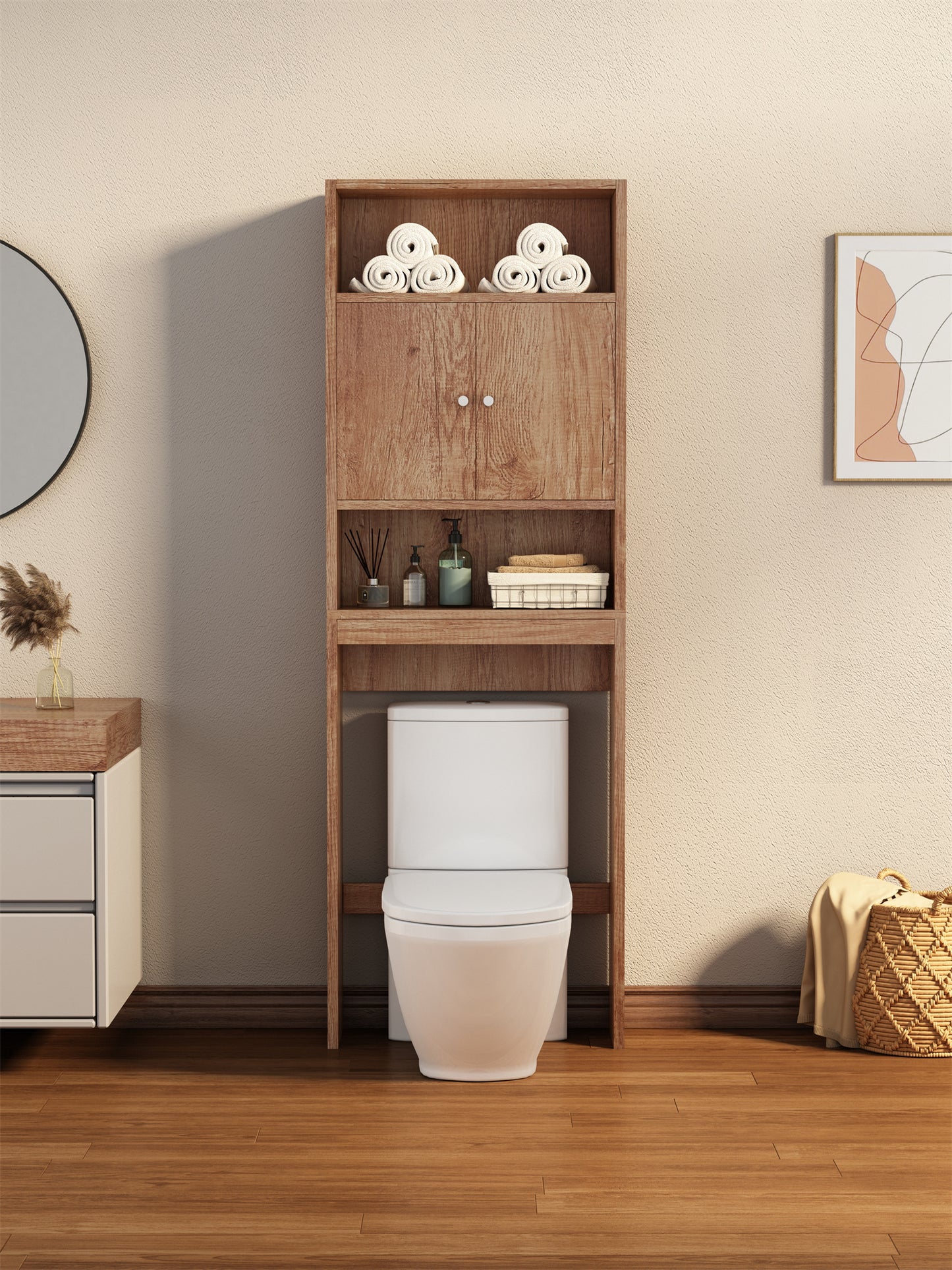 Home Bathroom Shelf Over-The-Toilet, Bathroom SpaceSaver, Bathroom, Tollilet storage cabinet, WOOD