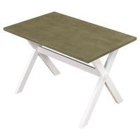 TOPMAX Farmhouse Rustic Wood Kitchen Dining Table with X-shape Legs, Gray Green