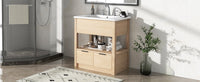 30" Bathroom Vanity with Sink Top, Bathroom Cabinet with Open Storage Shelf and Two Drawers, One Package, Natural