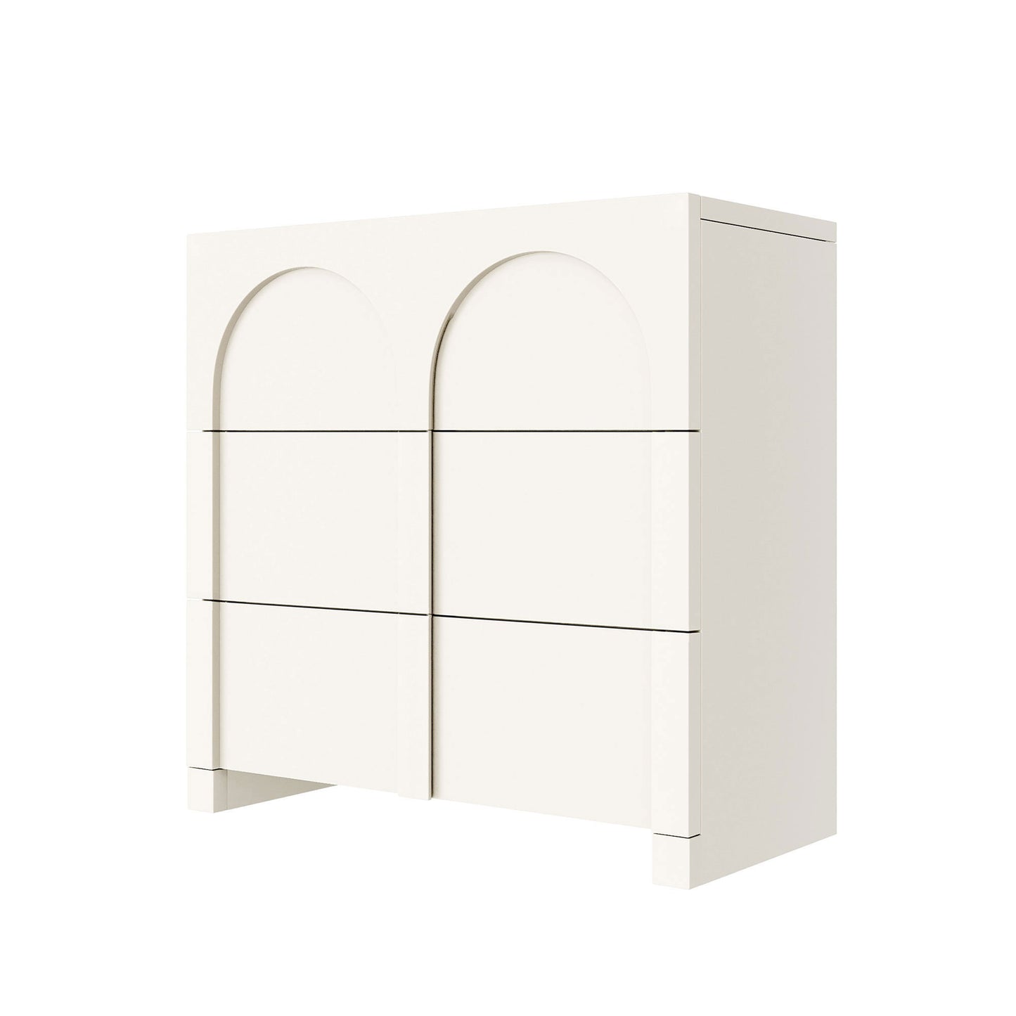 Modern Style Three-Drawer Chest Sideboard Cabinet Ample Storage Spaces for Living Room, Children's Room, Adult Room, Half Gloss White