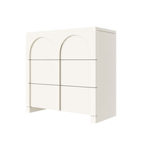 Modern Style Three-Drawer Chest Sideboard Cabinet Ample Storage Spaces for Living Room, Children's Room, Adult Room, Half Gloss White