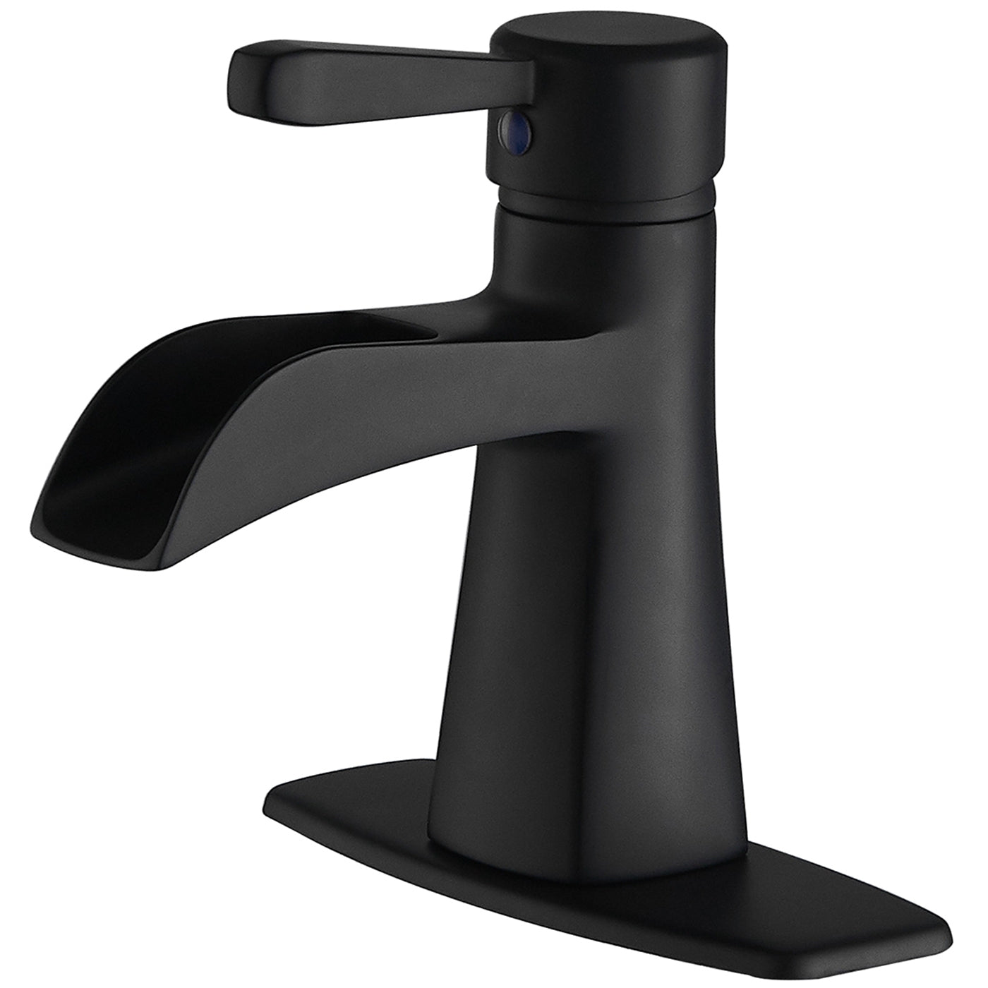 Waterfall Single Hole Single-Handle Low-Arc Bathroom Sink Faucet With Pop-up Drain Assembly In Matte Black