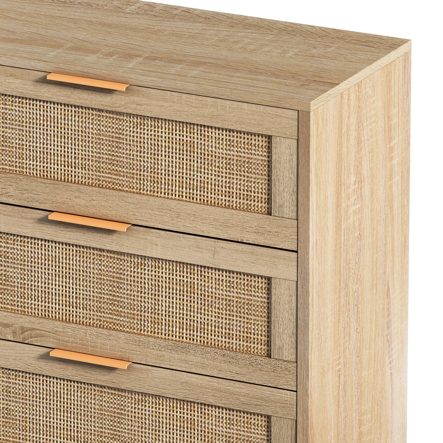 51.18"6-Drawers Rattan Storage Cabinet Rattan Drawer,for Bedroom,Living Room,Natural