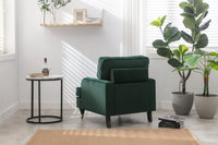 Velvet Accent Chair, Sofa Armchair with Casters, Mid-Century Modern Velvet Upholstered Comfort Oversized Armchair with Wooden Legs, Reading Chair，Living Room Chair, Dark  Green