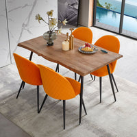 S Shape Irregular MDF Dining Table Metal Legs Wood Design Table Top