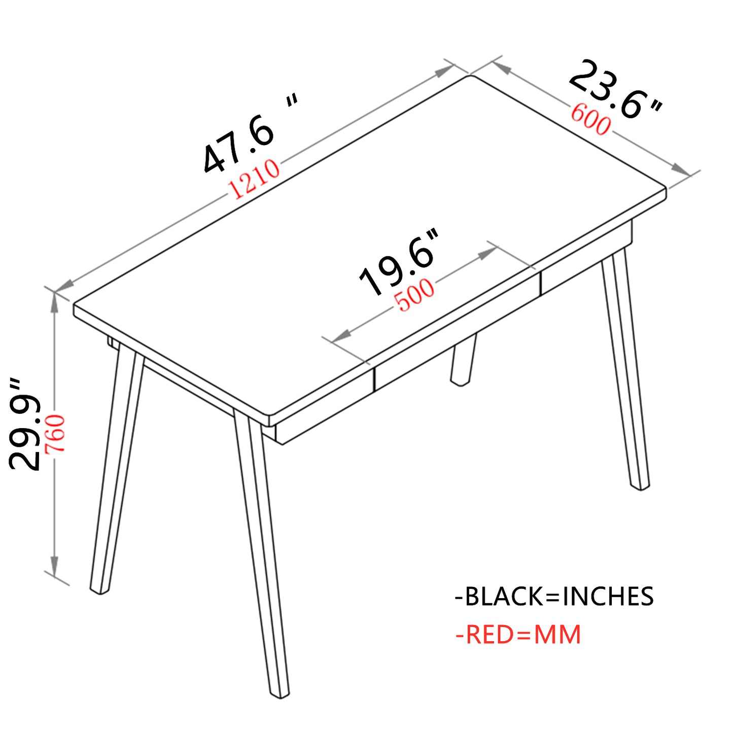 Home Office Desk Large Computer Desk Study Desk Writing Table Workstation with Solid Wood Legs & 1 Drawer