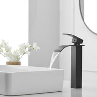 Waterfall Single Hole Single Handle Bathroom Vessel Sink Faucet With Pop-up Drain Assembly in Oil Rubbed Bronze